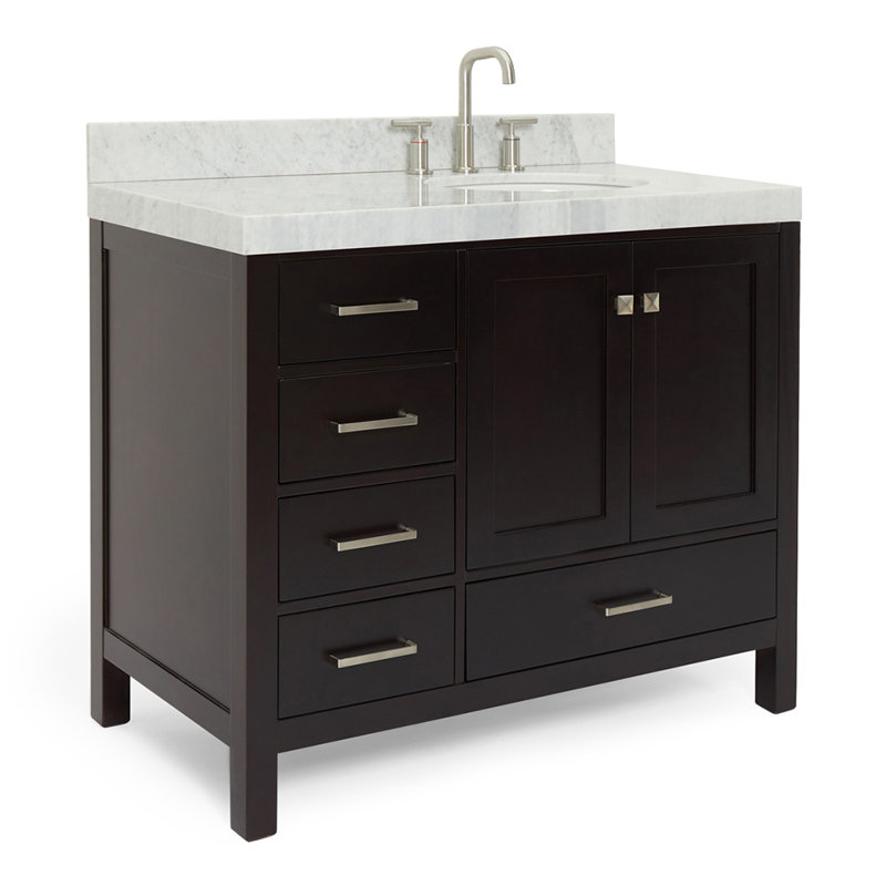 Meuble-lavabo simple 42 po Cambridge, Espresso, Nickel brossé