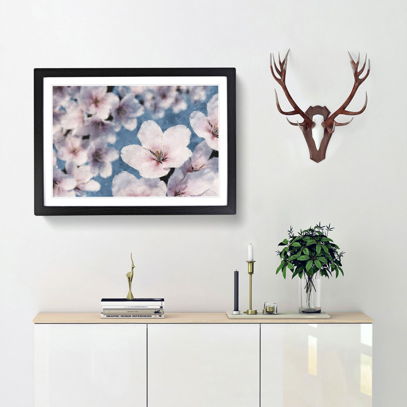 Cherry Blossom Tree in Spring - Picture Frame Graphic Art Print, Black Framed, 24cm H x 33cm W x 2cm D