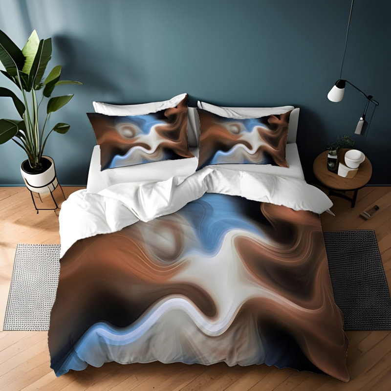 Polyester Abstract Duvet Cover, King Duvet Cover + 2 King Shams