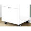 Classeur stratifié blanc brillant avec design mobile roulant et beaucoup de rangement dans le style, tiroirs de bureau, support d'imprimante moderne fonctionnant en douceur