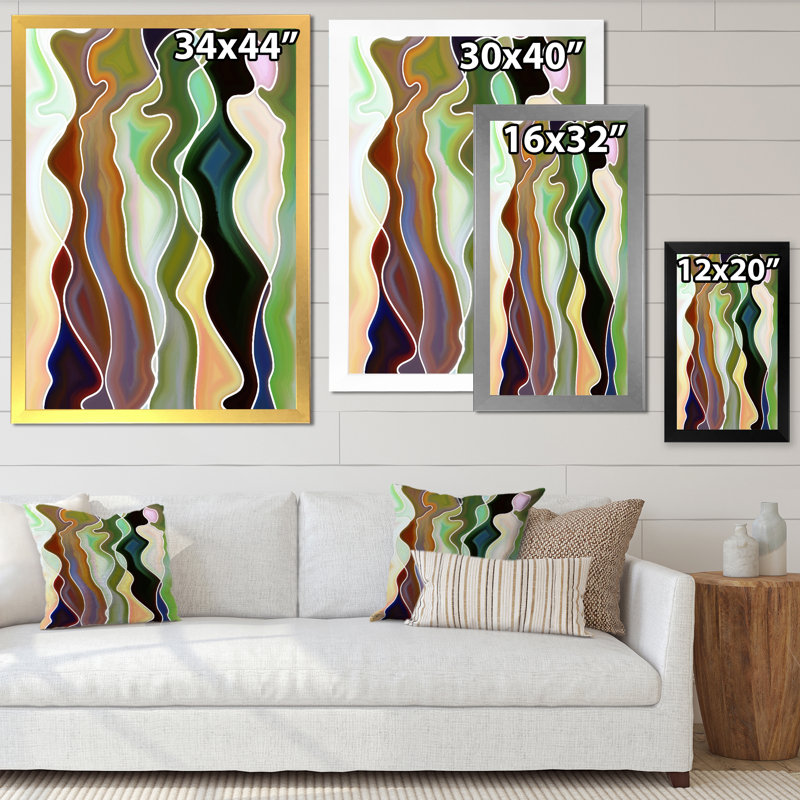 «Abstract Colorful Colorful Curves», impression sur toile, H 40 po x l 30 po, Cadre noir