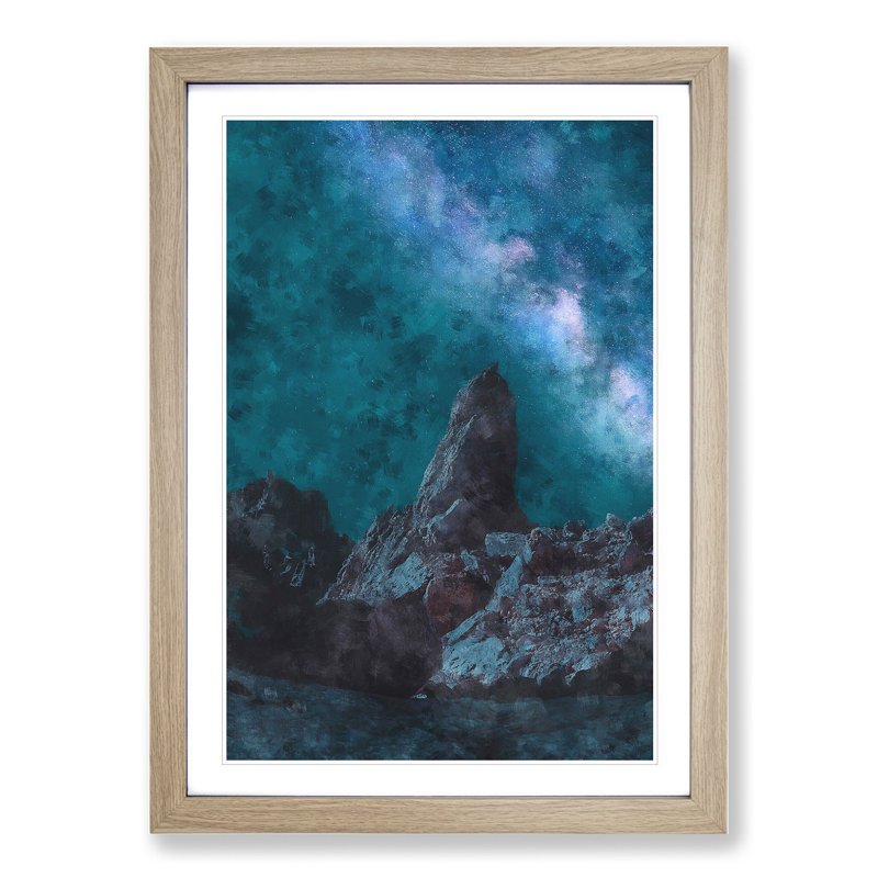 Rocks Beneath the Stars - Picture Frame Painting, Oak Framed, 36cm H x 27cm W x 2cm D