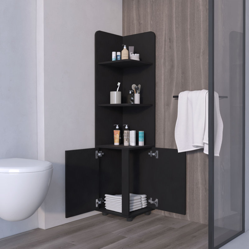 Armoire autoportante Kairatu, un tiroir, H 62,24 po x l 14,14 po x P 14,14 po, Noir