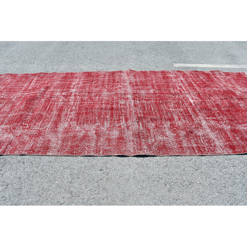 Tapis turc Oushak unique fait à la main en rouge vif pour décoration de plancher de maison ou de bureau rouge / beige
