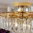 20'' 5-Tier Gold Crystal Chandelier Modern Round Semi Flush Mount Ceiling Light-1088633869