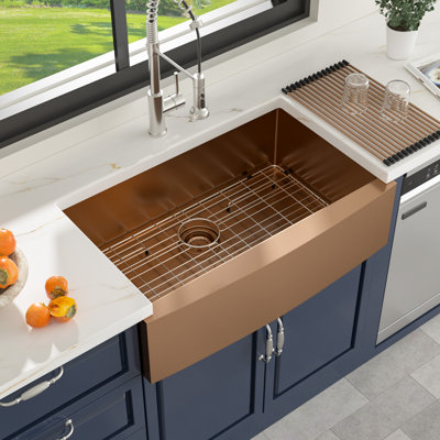 30" L x 21" W Farmhouse/Apron Kitchen Sink Single Bowl 16 Guage Stainless Steel Sink
