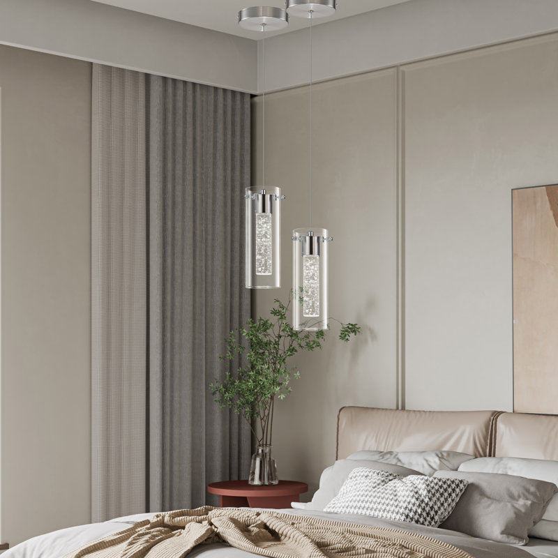 Luminaire suspendu argenté à 2 lumières Solarah