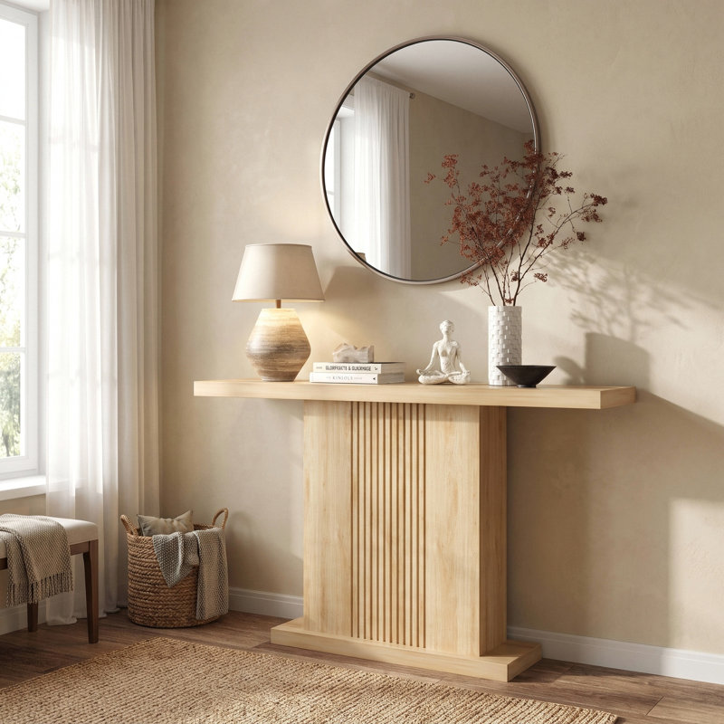Console à panneau de bois cannelé