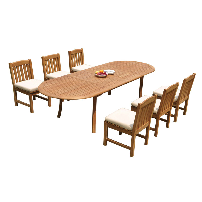 Midcre Outdoor Teak Dining Set, 30.5" H x 94"W x 40"D, 6
