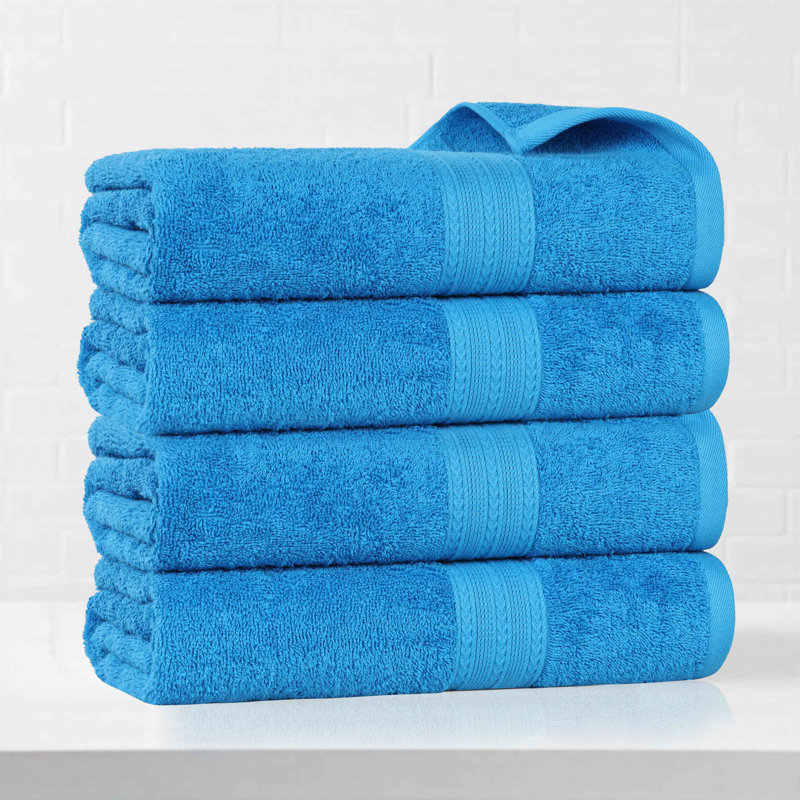 Ensemble de serviettes de bain écologiques en coton 100% Ringspun Hannu, Bleu aster
