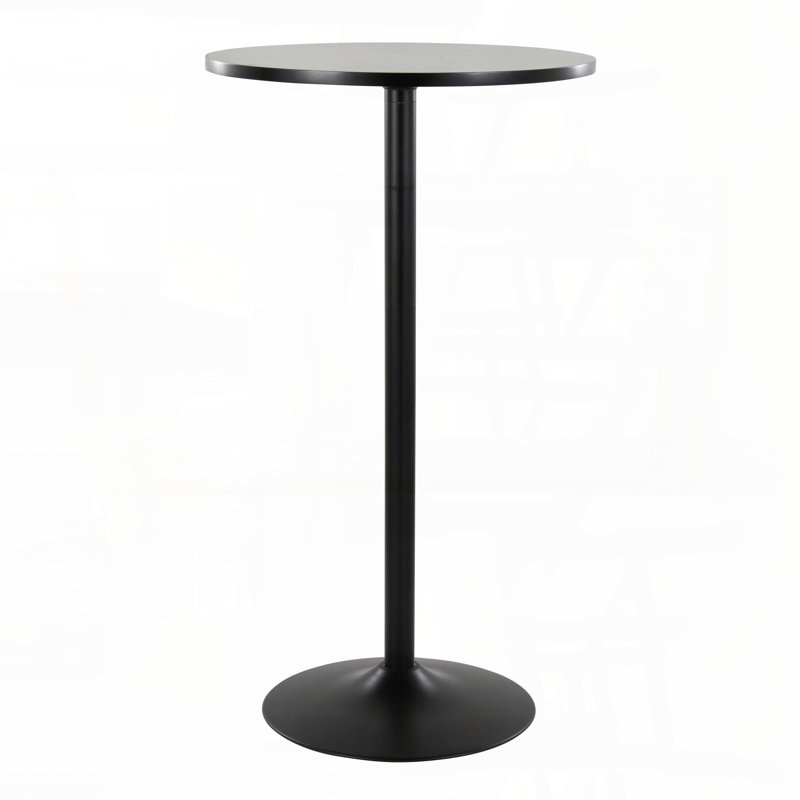 Table Mid-Century moderne réglable à 3 hauteurs - métal noir et bois noir, H 42,5 po x L 27 po x l 27 po, Noir