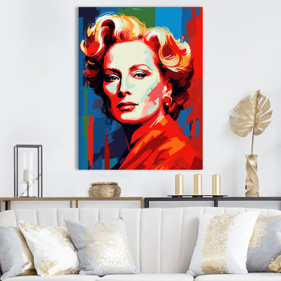Popart Streep In Scarlet - Portrait, reproduction d'art sur toile_105857
