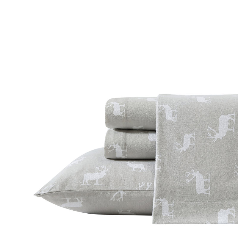 Ensemble de draps 100% coton 200 fils, Ensemble de draps pour lit simple TG avec 1 taie d, Ours de la montagne