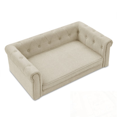 Dog sofa bed with button tufted design and sturdy legs