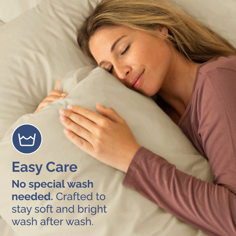 Microfiber Pillowcase Set of 2, Soft Double Brushed Pillow Covers, Breathable & Easy Care, Cream, King
