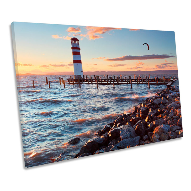 Lighthouse Lake Neusiedl Europe - Wrapped Canvas Print, 40.6cm H x 61cm W x 2cm D