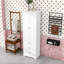 Armoire de salle de bain haute en bois avec tablette réglable, tiroirs de rangement et conception anti-basculement-1991385528