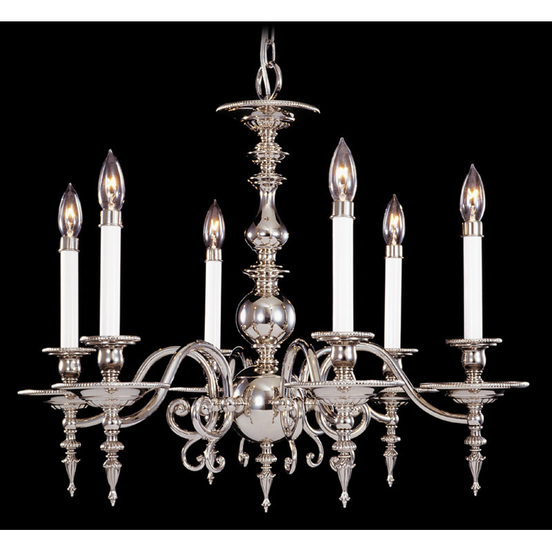 Lustree 6 lumières façon bougie/classique Vester, Laiton poli