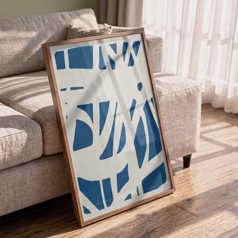 Organic Blue Abstraction Print by Other Artist, 40 × 60, Wrapped Canvas, Gold/Tan/Black/Brown/White