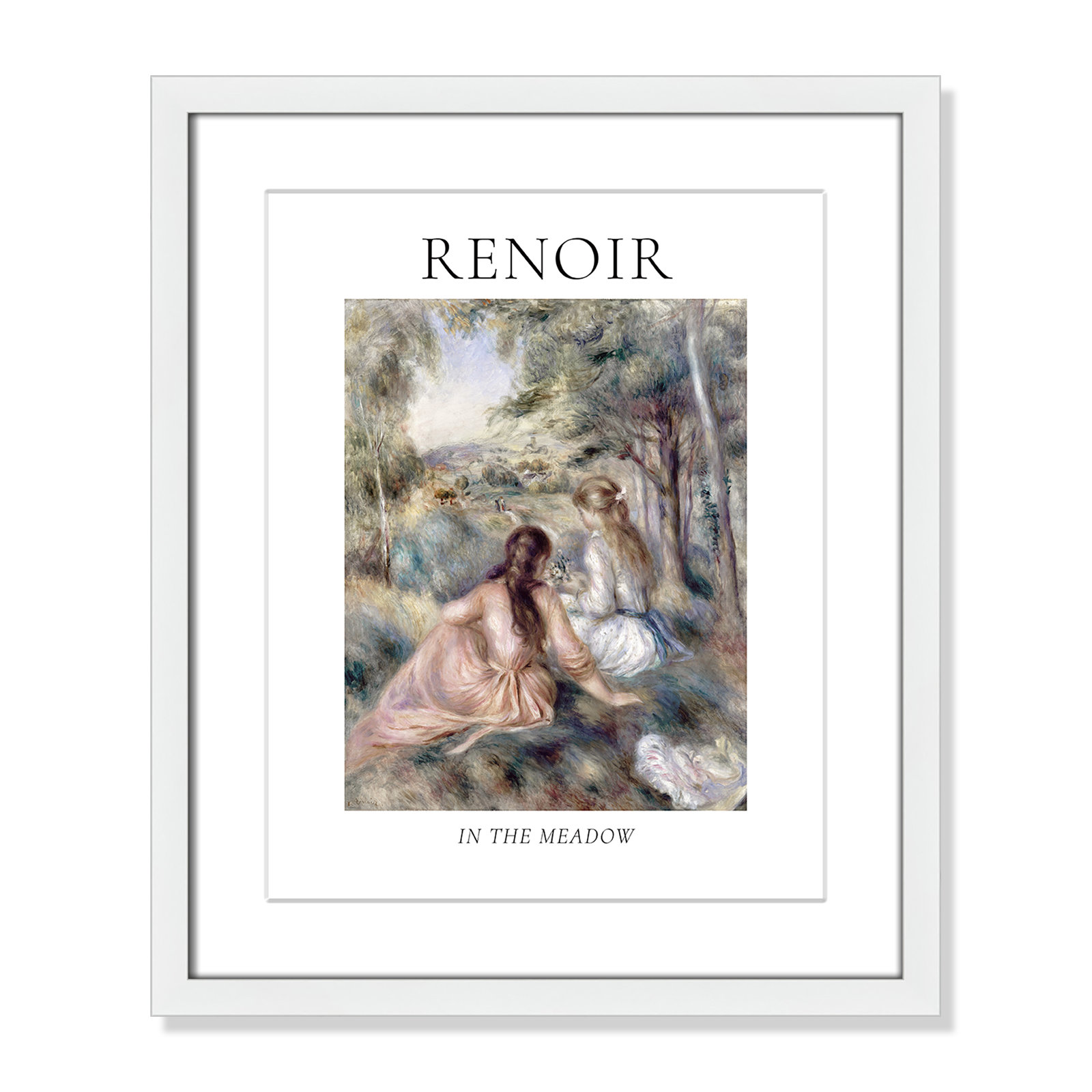 Old Masters Collection " In The Meadow " by Auguste Renoir, Yes, 41.5" H x 29.5" W x 1.25" D, White Single Picture Frame