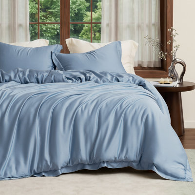 100% Tencel Lyocell Silky Soft Luxury Duvet Cover  Set, Queen Size（Set of 3)