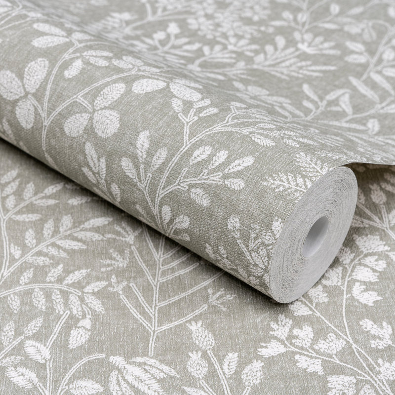 Karuna Collection Branched Leaves Wallpaper Roll, Green