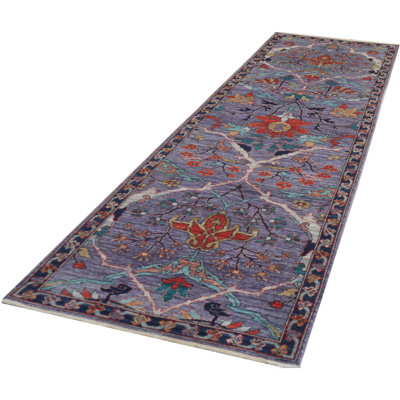 Hand Knotted Wool Area Rug in Violet