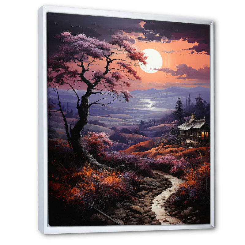 Balal Countryside Crimson Dusk Landscape I - impression, H 32 po x l 16 po x P 1 po, Cadre flottant blanc
