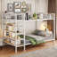 Lit superposé simple au-dessus d'un lit double en métal avec tablettes à 5 niveaux-726705403