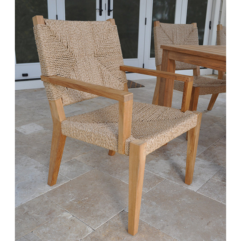Hadley Teak Patio Dining Armchair, Natural 
