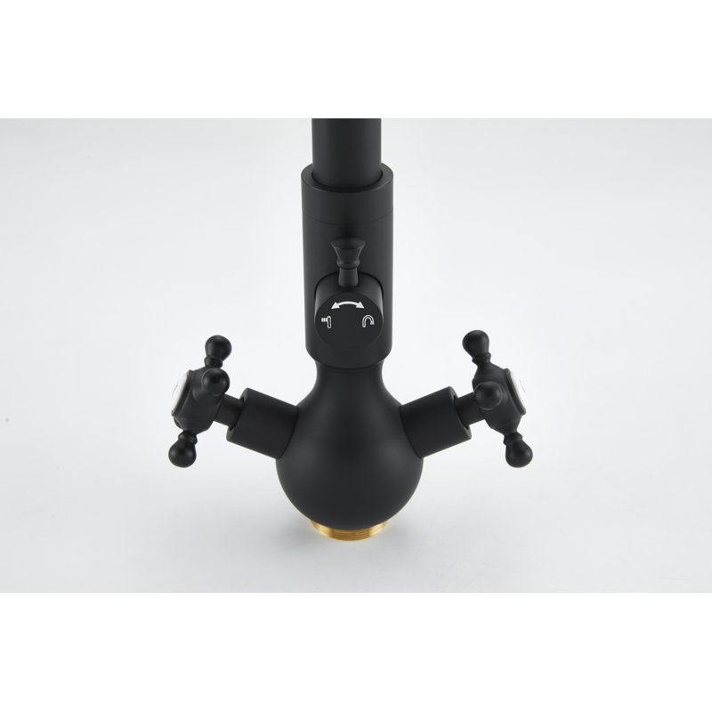 2 Handle Freestanding Tub Filler with Diverter, Matte Black