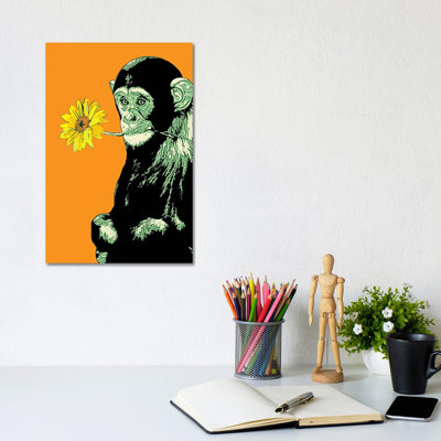 Flower Monkey by Steez - Wrapped Canvas Painting