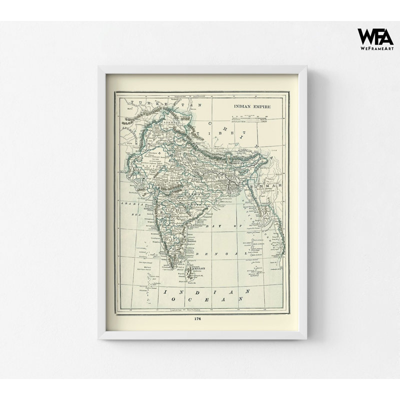 Affiche de l'histoire de l'Inde, Inde, Inde, Empire indien, Rathbun, Rathbun, 1893, H 12 po x l 16 po, Blanc
