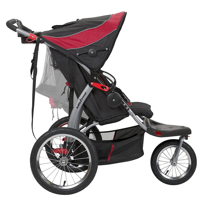 Centennial Red and Black Double Jogging Stroller with Swivel Wheels