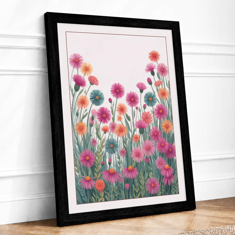 Meadow Gaillardia Botanical - Framed Print, A2 - 59.4 x 42.0 cm, Black