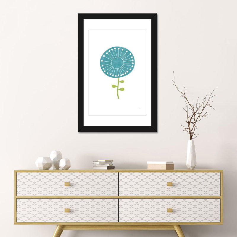 «Modern Flowers I», impression sur toile, Papier beaux-arts encadré noir, H 24 po x l 16 po x P 1 po, Blanc