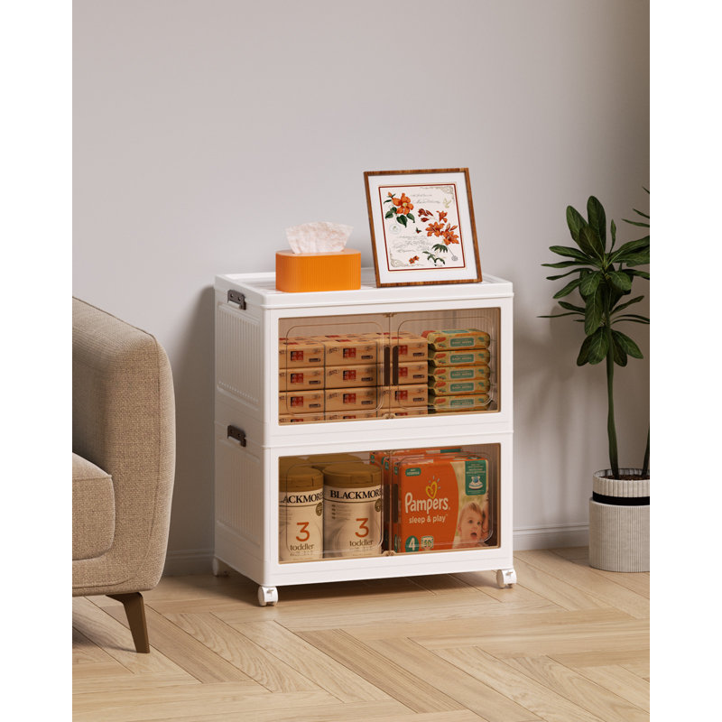 Bacs de rangement empilables avec couvercles, organisateurs de garde-robe 55QT et rangement avec portes et roulettes, très grande armoire de rangement, tiroirs en plastique pliables pour le bureau de la chambre à coucher, bureau de dortoir, paquet de 2