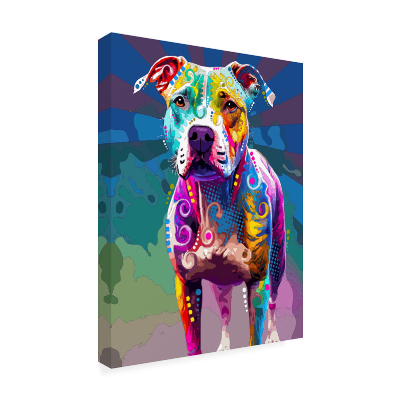 «Dean Russo The Carefree Staffie», art sur toile, H 19 po x l 14 po