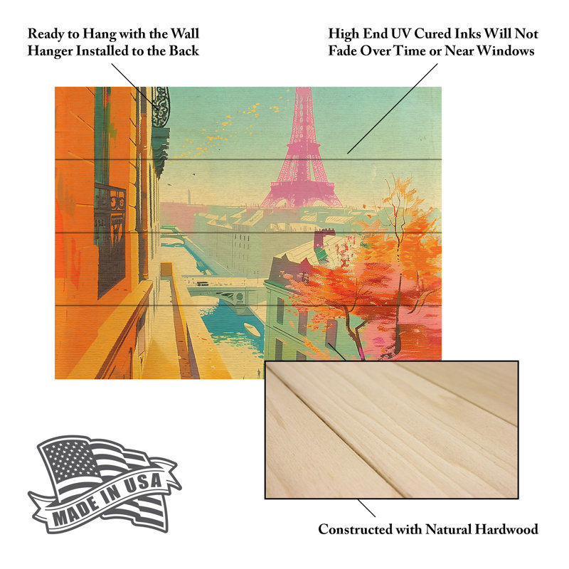 Sasha Paris Colours I Wood Slat Art, H 18 po x l 22 po