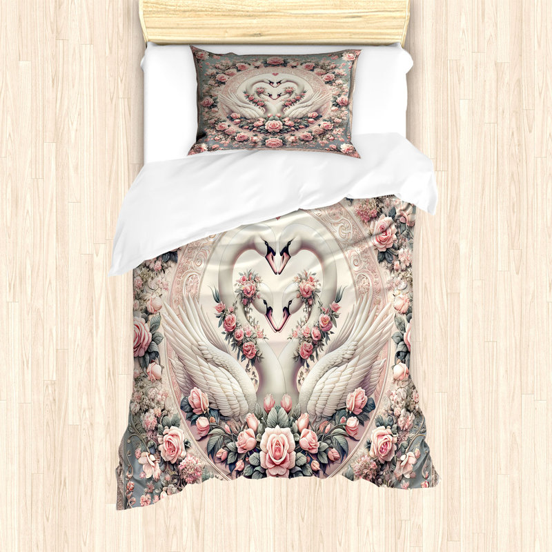 Vintage Romantic Duvet Cover, Twin Duvet Cover + 1 Standard Shams