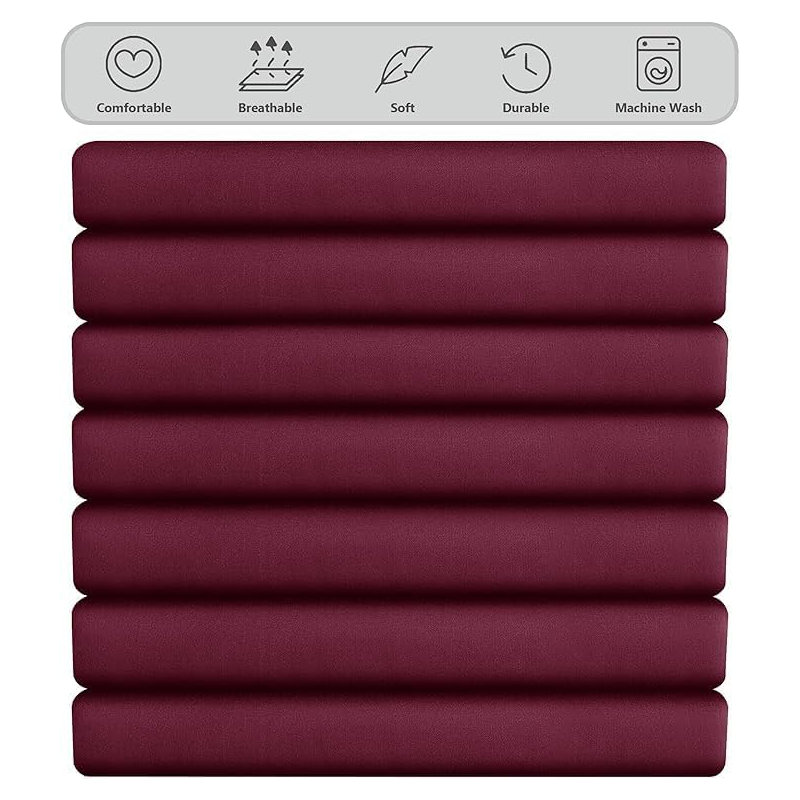 Ranarda Cotton Blend Percale Flat Sheet, Kingsize (5'), Burgundy