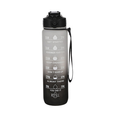 Water Bottle Motivational Water Bottle With Marker 32oz Squeezing Ejection Opening BPA With Leakproof Wide Mouth And Fast Water Flowing For Outdoor Sport