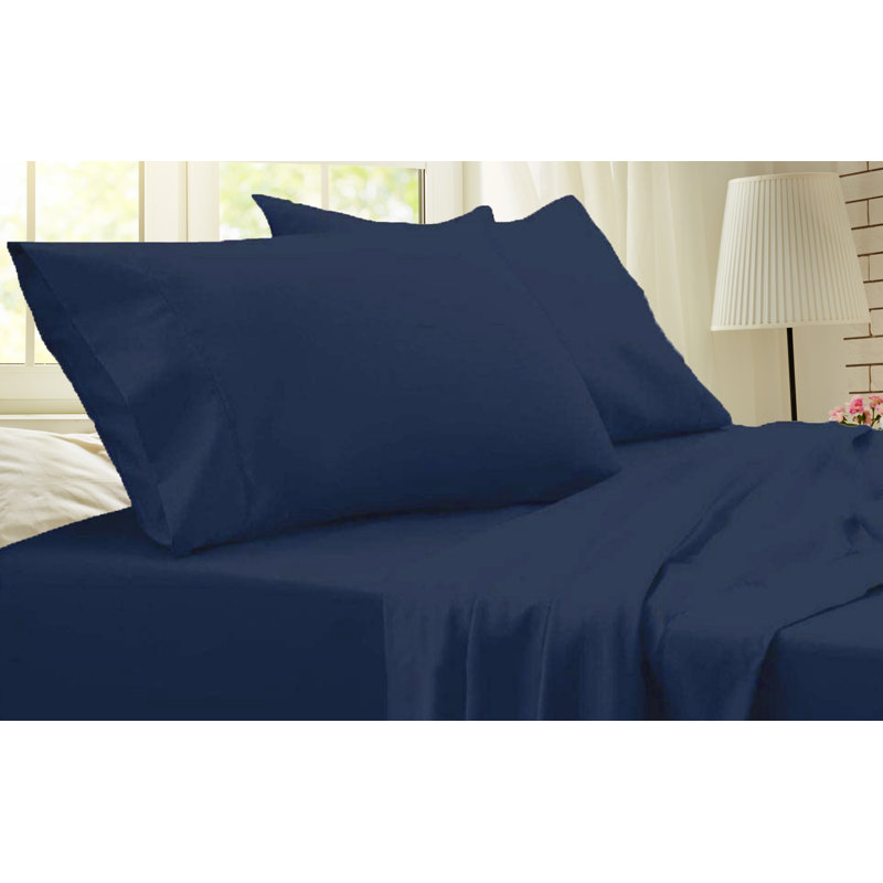 Ensemble de draps en rayonne de bambou de qualité supérieure 4 pièces, Ensemble de draps pour grand lit avec 2 taies d'or