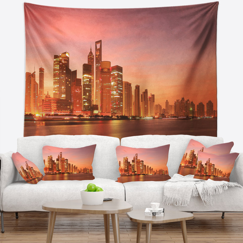 Tapisserie «Cityscape Skyline at Dawn», H 50 po x l 60 po
