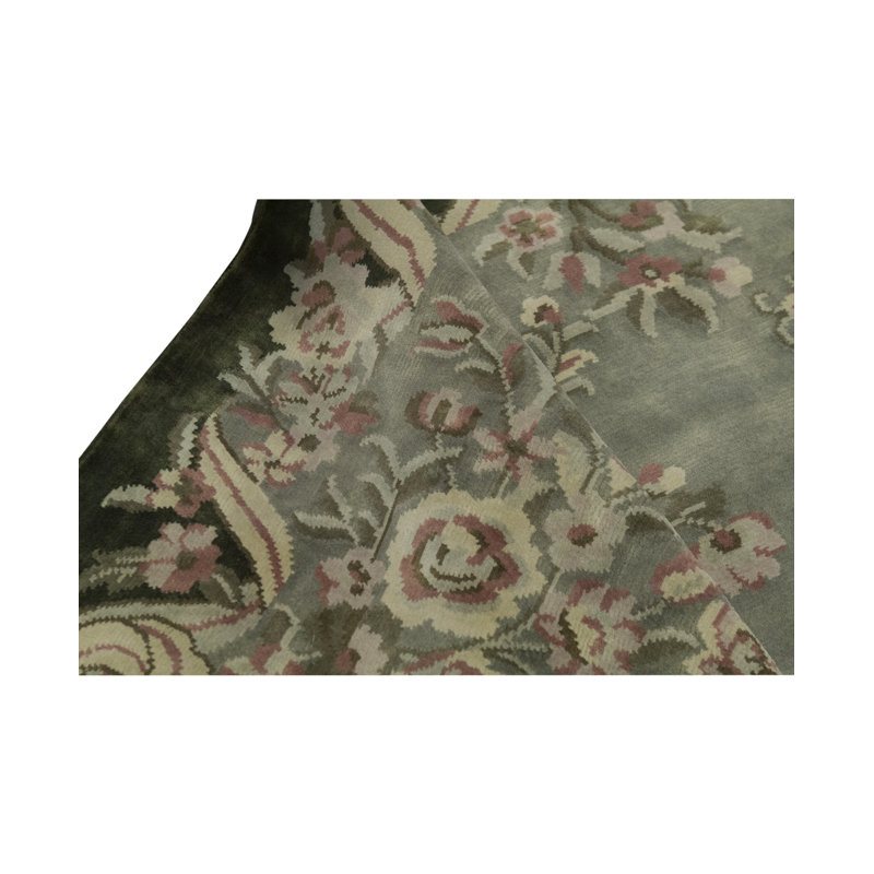 Aubusson Wool Floral Area Rug