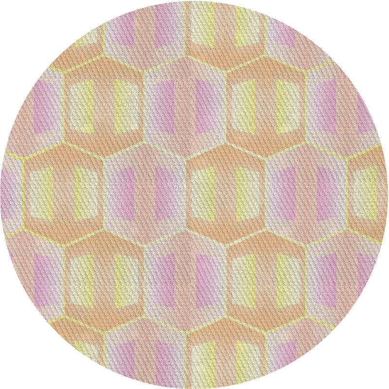 Geometric Indoor Rug, Round 3'