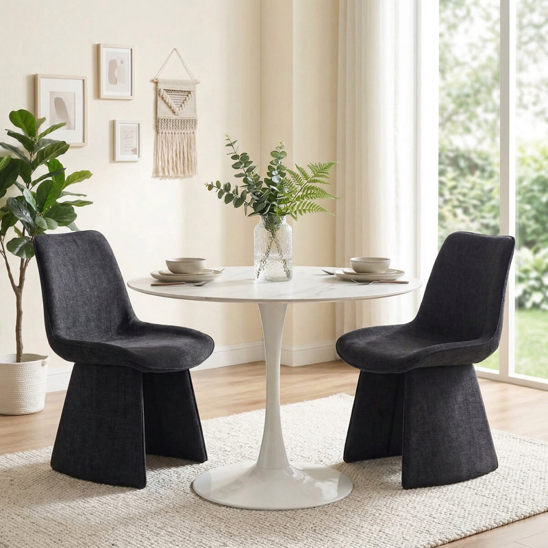 Chaises d'appoint modernes rembourrées avec silhouette incurvée, Noir