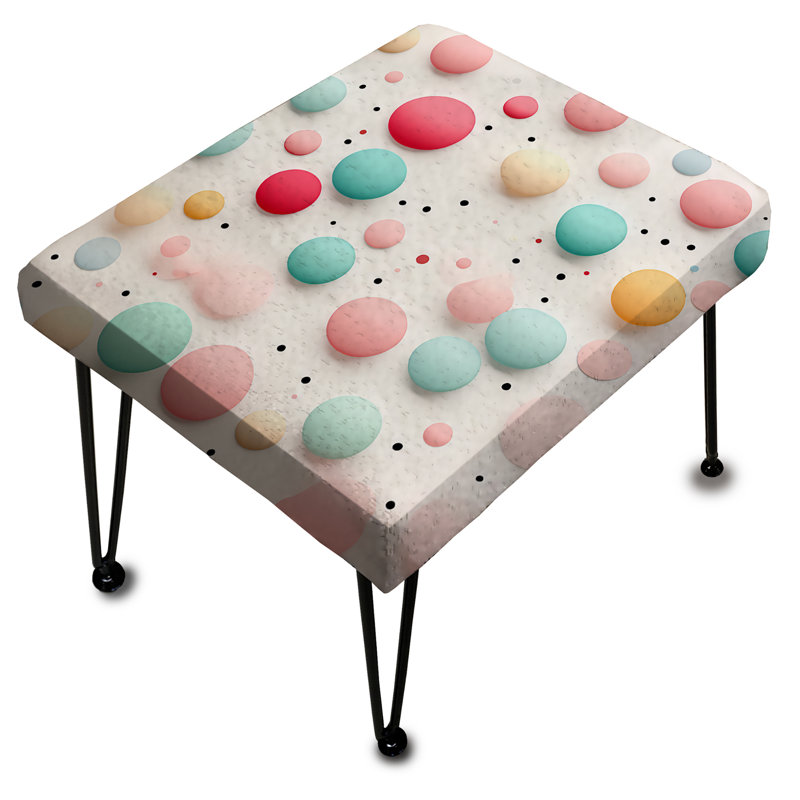 Blue And Pink Funky Polka Dot Delights - Vintage Rectangle Ottoman