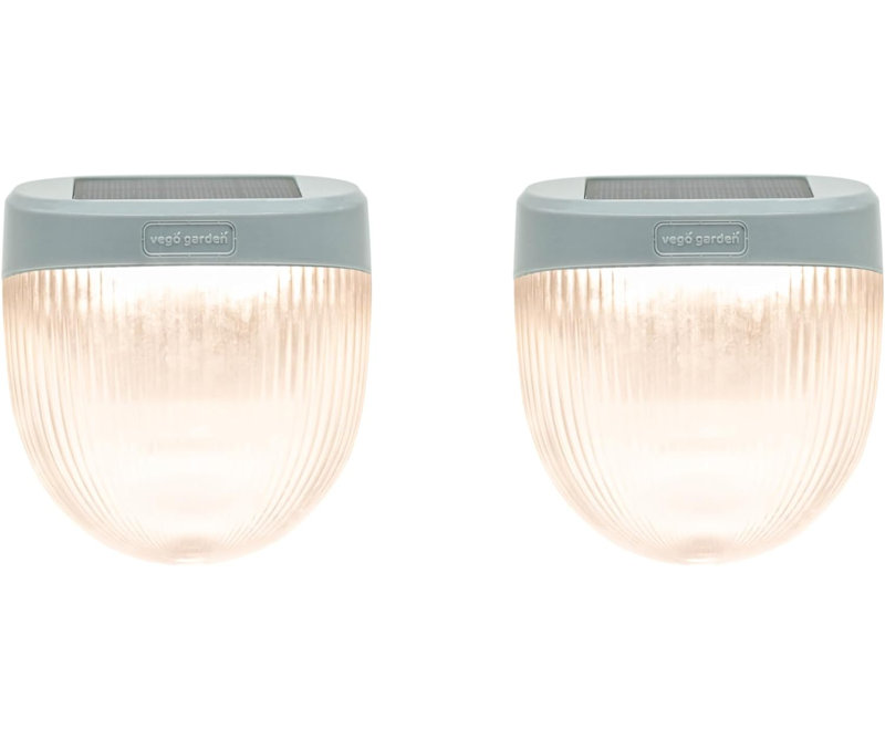 Pebble Gray Rippled Solar Powered LED Garden Light Set