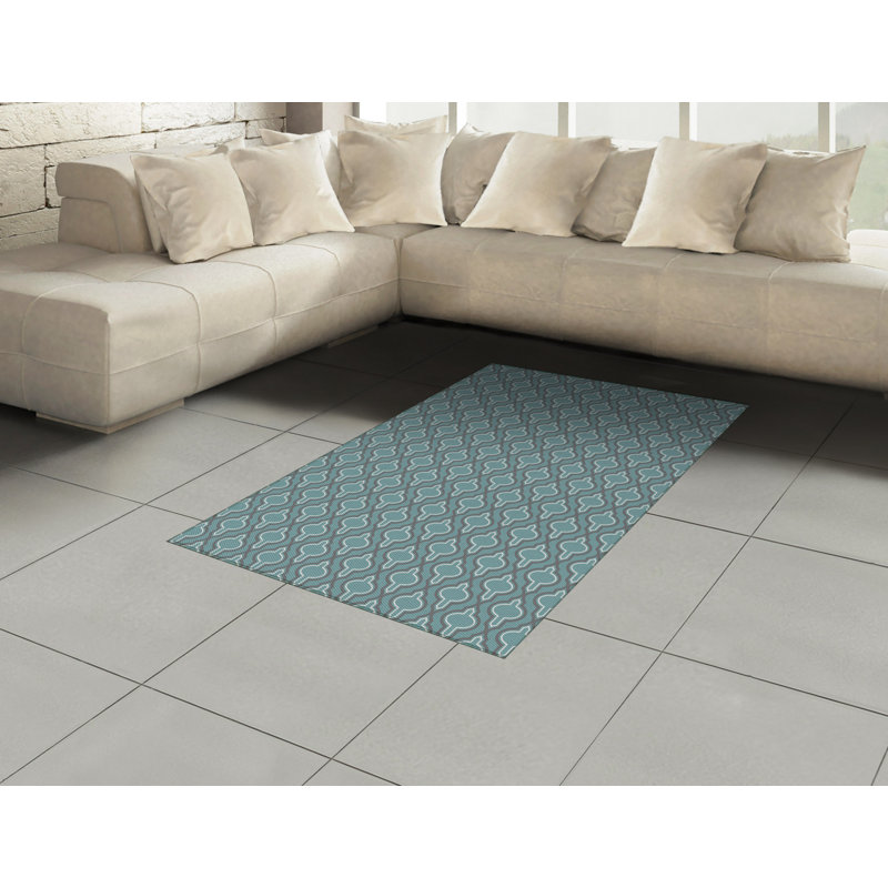 Turquoise High Density Long Fiber Poly Threads Decorative Area Rug Carpet, Rectangle 4' x 5'8"